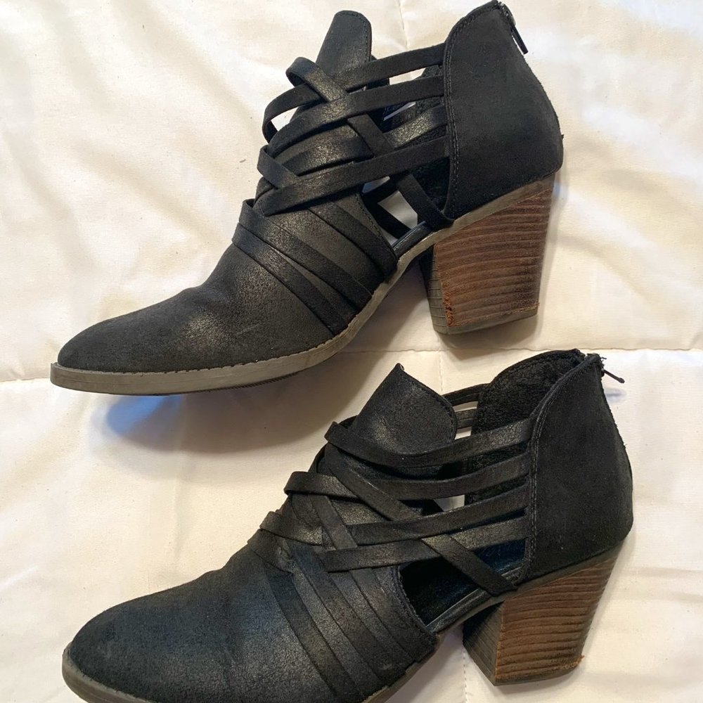 Fergie Black Faux Leather Booties